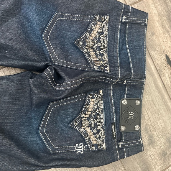 Miss Me Dark Wash Skinny Jeans ✨ White Thick Stitching Y2K Western Size 27 - Picture 11 of 11